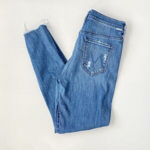 MOTHER Jeans Womens 28 Stunner Ankle Fray Graffiti Girl Medium Wash Button Fly
